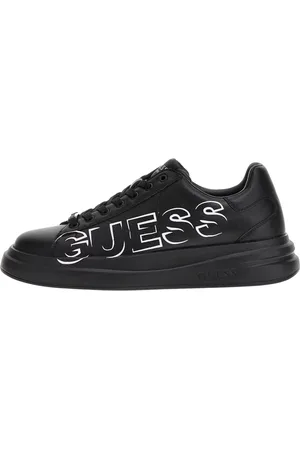 Guess Sko, Herre, Sort, 45 EU, Læder, Sort læder sneakers med rund snude