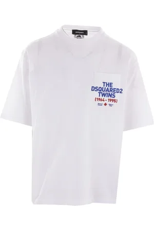 Dsquared2 Top, Herre, Hvid, S, Bomuld, T-shirt med The Twins Print