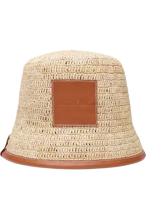 Jacquemus Tilbehør, unisex, , 60 CM, Læder, Raffia Fiskerhat Lys Brun