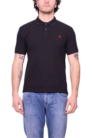 Peuterey Top, Herre, Sort, L, Bomuld, Sort Polo Skjorte med Broderet Logo