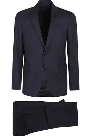 LARDINI Jakkesæt, Herre, Blå, L, Uld, Elegant Aftendragt