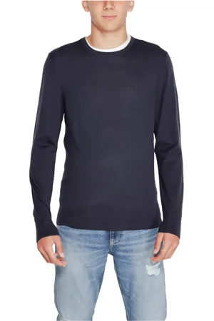 Calvin Klein Strik, Herre, Blå, L, Uld, Blå Uld Striktrøje