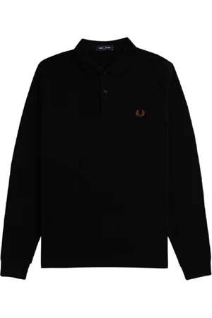 Fred Perry Top, Herre, Sort, M, Bomuld, Langærmet bomuldspolo