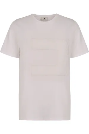 Elisabetta Franchi Top, Dame, Hvid, S, Uld, Ribstrikket T-shirt med blondeindsatser og rund hals