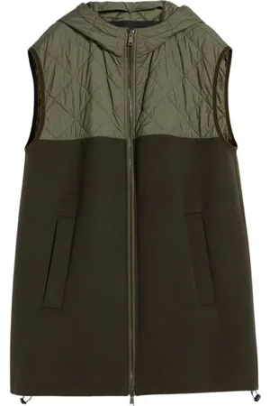 Max Mara Jakke, Dame, Grøn, M, Uld, Quilted Hooded Vest