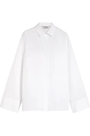 Max Mara Bluser & Skjorter, Dame, Hvid, XS, Bomuld, Hvid Bomuldspoplin Skjorte med Detaljer