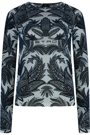Etro Top, Dame, Blå, XS, Tyl, Velvet Effekt Tyl Top