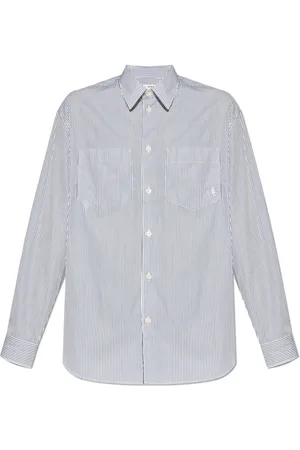 Sporty & Rich Bluser & Skjorter, Dame, Hvid, XL, Bomuld, Logo-broderet stribet skjorte