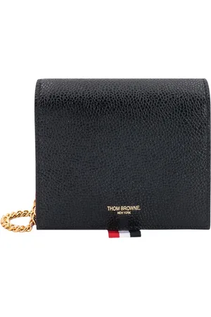 Thom Browne Tilbehør, Dame, Sort, ONE SIZE, Læder, Sort Læder Kortholder