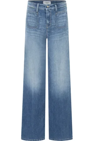 Cambio Jeans, Dame, Blå, L, Denim, Wide-leg Denim Jeans