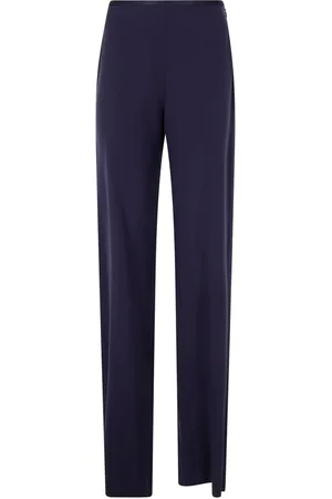 Emporio Armani Bukser, Dame, Blå, 2XS, Satin, Blå Brede Benbukser med Satinkant
