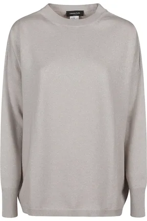 Fabiana Filippi Strik, Dame, Grå, M, Uld, Stilfuld sweater med rund hals