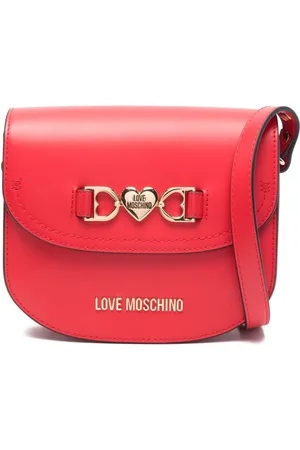 Moschino Taske, Dame, Rød, ONE SIZE, Uld, Foldover Skuldertaske med Logo