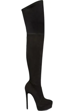 Casadei Sko, Dame, Sort, 40 EU, Suede, Forførende Stretch Suede Over-the-Knee Støvler