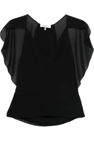 Chloé Bluser & Skjorter, Dame, Sort, S, Ruffled Sort Top