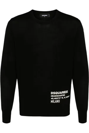 Dsquared2 Strik, Herre, Sort, 2XL, Uld, Klassisk Sort Pullover Strik