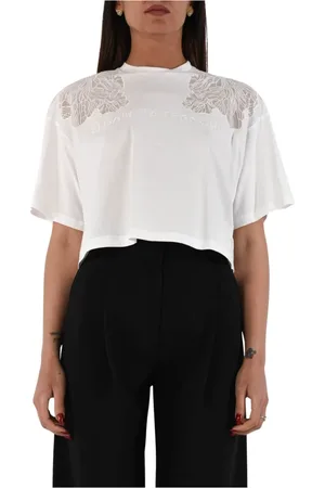 Elisabetta Franchi Bluser & Skjorter, Dame, Hvid, M, Bomuld, Boxy Cut Jersey T-shirt