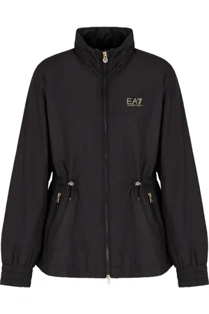 EA7 Jakke, Dame, Sort, XL, Uld, Sort Teknisk Jakke med Vind- og Vandmodstand