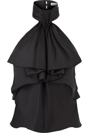 Nina Ricci Top, Dame, Sort, S, Satin, Top med Flot Fald og Sløjfe