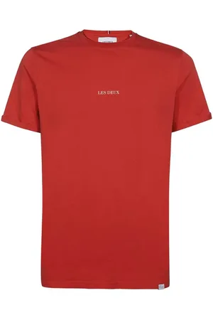 Les Deux Top, Herre, Rød, S, Bomuld, Bomulds T-shirt med Rund Hals
