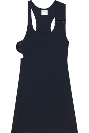 Courrèges Kjole, Dame, Blå, XS, Bomuld, 90`er Cut-Out Detaljeret Ribstrikket Mini Kjole