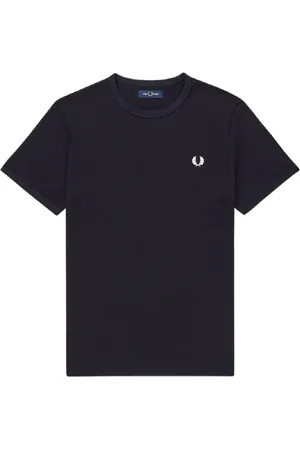 Fred Perry Top, Herre, Blå, 2XL, Bomuld, Ringer T-shirt