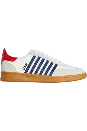 Dsquared2 Sko, Herre, Hvid, 41 EU, Uld, Low Top Sneaker med kontrastbånd