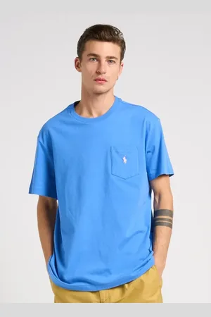 Ralph Lauren Top, Herre, Blå, 2XL, Bomuld, Klassisk blå T-shirt