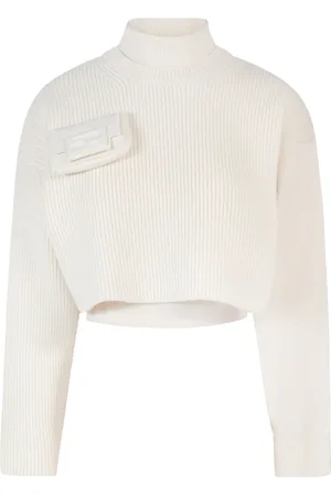 Fendi Strik, Dame, Hvid, S, Uld, Beige Turtleneck Ss23