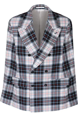 Comme des Garçons Jakke, Herre, Hvid, M, Uld, Double-Breasted Uld Cape