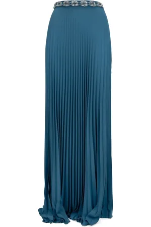 Elisabetta Franchi Nederdel, Dame, Blå, S, Polyester, Lang Lynlås Hook Nederdel