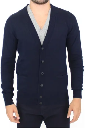ERMANNO SCERVINO Strik, Herre, Blå, L, Uld, Uldblanding Cardigan Sweater