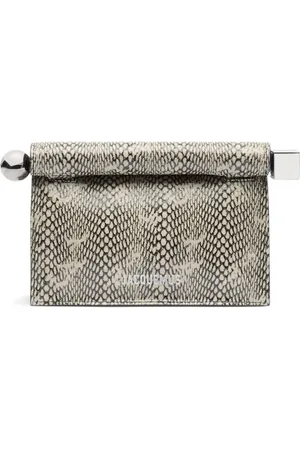 Jacquemus Taske, Dame, Grå, ONE SIZE, Uld, Beige Slangeprint Skuldertaske