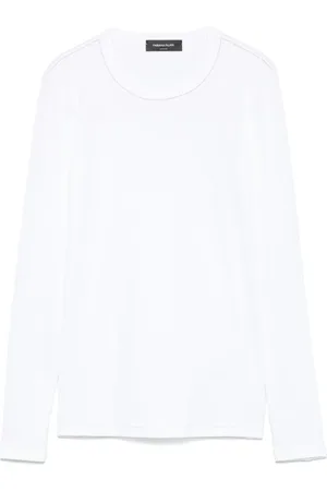 Fabiana Filippi Top, Dame, Hvid, L, Bomuld, Langærmet top med rund hals