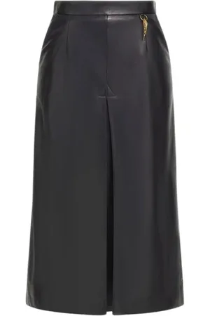 Roberto Cavalli Nederdel, Dame, Sort, S, Læder, Sort Læder Midi Nederdel Kvinde
