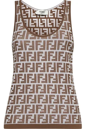 Fendi Top, Dame, Brun, XS, Bomuld, FF Top