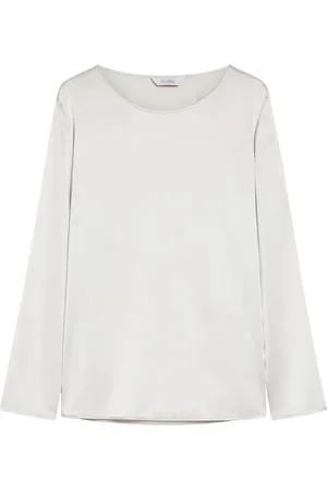 Max Mara Top, Dame, Grå, S, Satin, Silke Satin Bluse