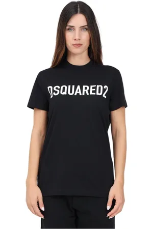 Dsquared2 Top, Dame, Sort, XS, Bomuld, Sort T-shirt med logo print