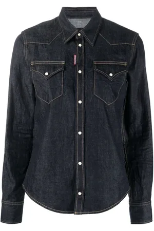 Dsquared2 Bluser & Skjorter, Dame, Blå, L, Denim, Langærmet denimskjorte med knapper