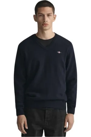 GANT Sweathshirts & Hoodies, Herre, Blå, S, Uld, V-Neck Sweater