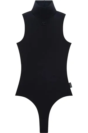 Courrèges Top, Dame, Sort, L, Uld, Techno Jersey High-Neck Bodysuit