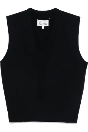 Maison Margiela Strik, Dame, Sort, M, Uld, Ærmeløs sweater