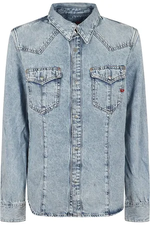 Diesel Skjorte, Dame, Blå, S, Tyl, Cotton Shirt Elegant Style