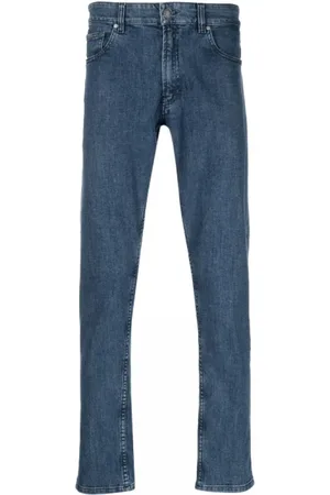 LARDINI Jeans, Herre, Blå, W33, Bomuld, Mid-Wash Slim-Fit Jeans