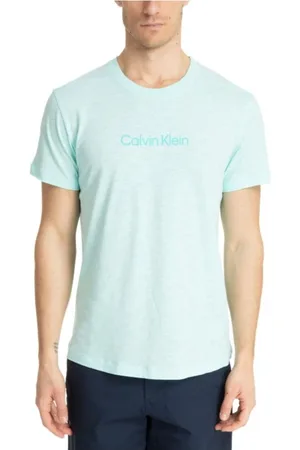 Calvin Klein Top, Herre, Blå, L, Bomuld, Logo Crew Neck T-shirt