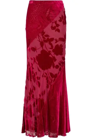 Roberto Cavalli Nederdel, Dame, Rød, L, Python Rose Lang Flare Nederdel