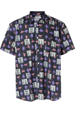 Comme des Garçons Skjorte, Herre, Flerfarvet, M, Bomuld, Andy Warhol Kortærmet Skjorte