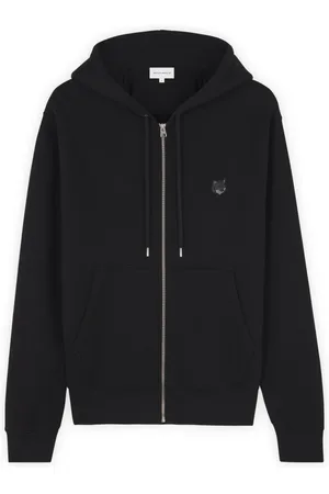Maison Kitsuné Sweathshirts & Hoodies, Herre, Sort, XS, Bomuld, Fox Head Patch Zip Hoodie