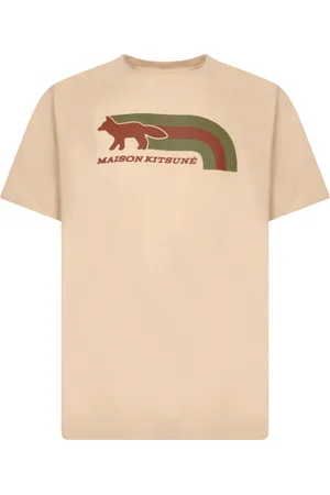 Maison Kitsuné Top, Herre, Brun, S, Bomuld, Bomulds T-shirt med frontprint