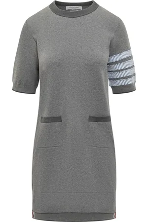Thom Browne Kjole, Dame, Grå, M, Bomuld, Bomuld Midi Kjole